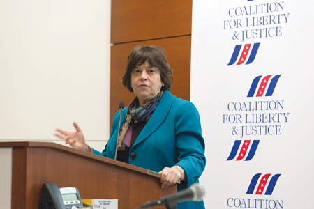 Nancy K. Kaufman, CEO of the National Council of Jewish Women, a co-convener of the forum, surveyed the state of religious liberty in her opening to the afternoon sessions. 