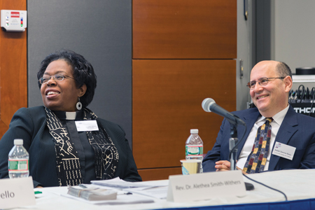 Rev. Dr. Alethea Smith-Withers and Rabbi Dennis Ross contributed their faith-based perspectives to the panel on religion and real religious liberty. 