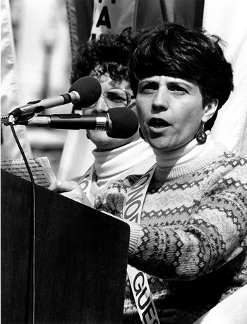 Barbara Ferraro speaks at March for Women’s Lives in Washington, DC, in March 1986.
