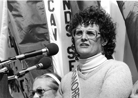 Patricia Hussey speaks at the 1986 March for Women’s Lives in Washington, DC, March 1986.