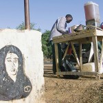 Photo of A bus shelter in the Nigerian state of Zamfara bears a sign denoting that it is for women only